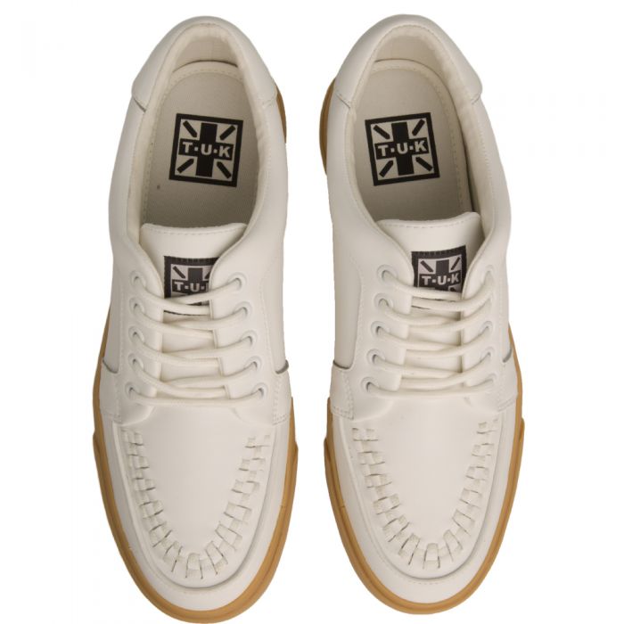 T.U.K White Leather No-Ring VLK Sneakers White