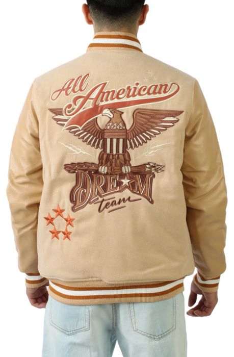 All American Varsity Jacket Beige