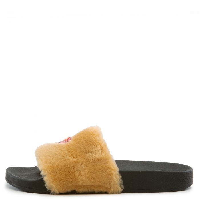 Fur Slides Black/Beige