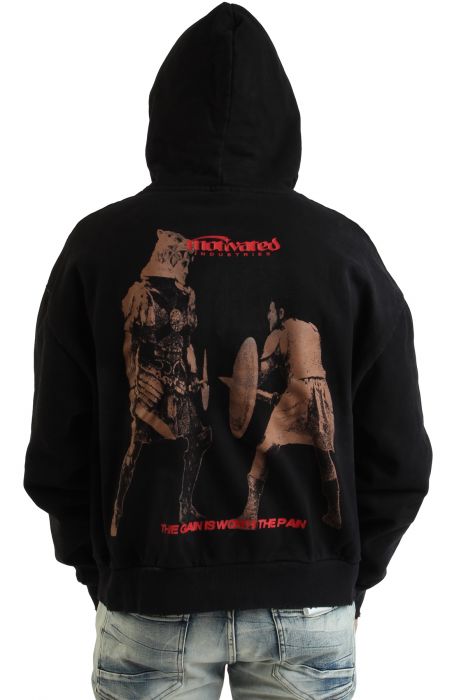 Pain is Gain Studded Hoodie Black