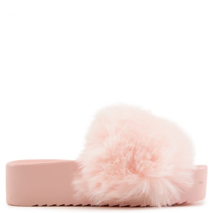 Morgan-02 Platform Fur Slides Pink