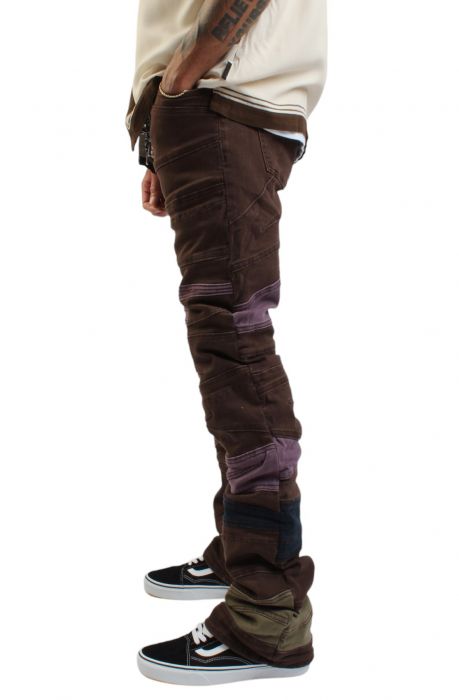 Color Panel Stacked Flare Jean  Dark Brown