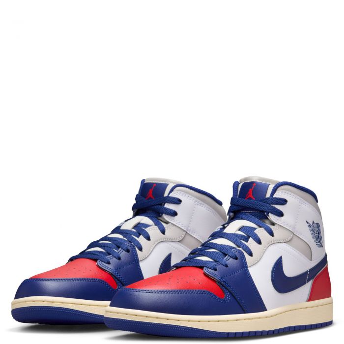 Air Jordan 1 Mid White/Deep Royal Blue-University Red