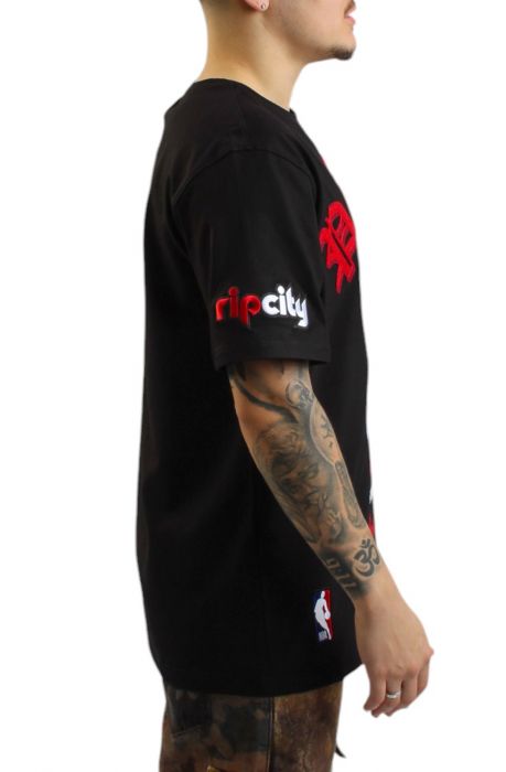 NBA PORTLAND BLAZERS OLD ENGLISH T-SHIRT  Black