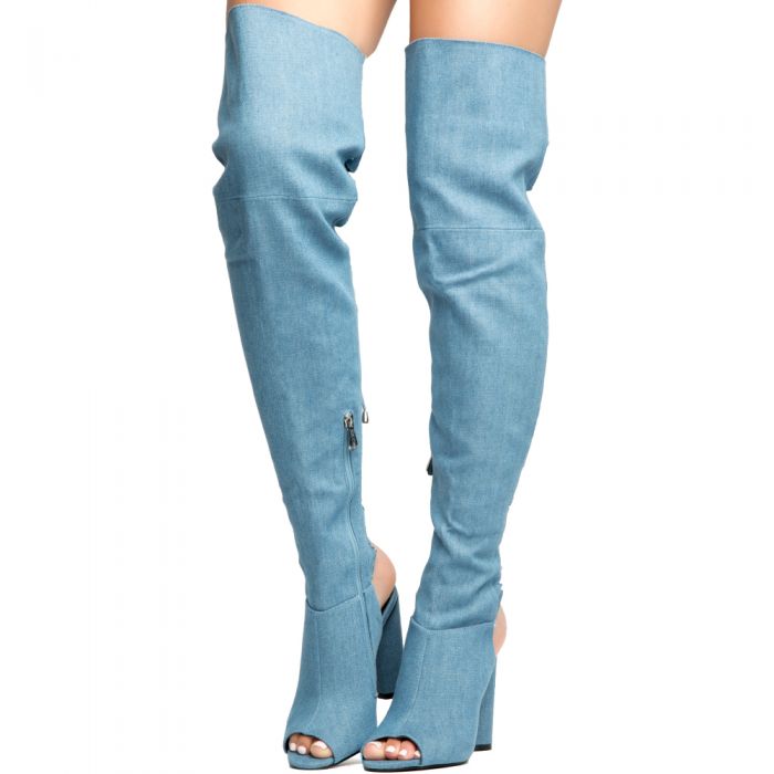 Cape Robbin Connie-40 Denim Women's High Heel Boot Denim