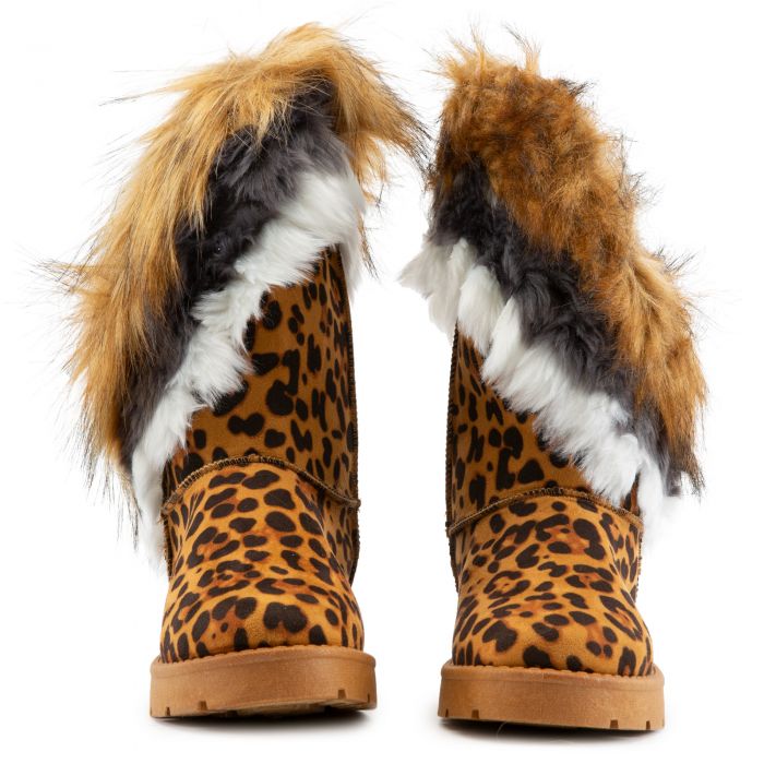 Ada Faux Fur Booties Leopard