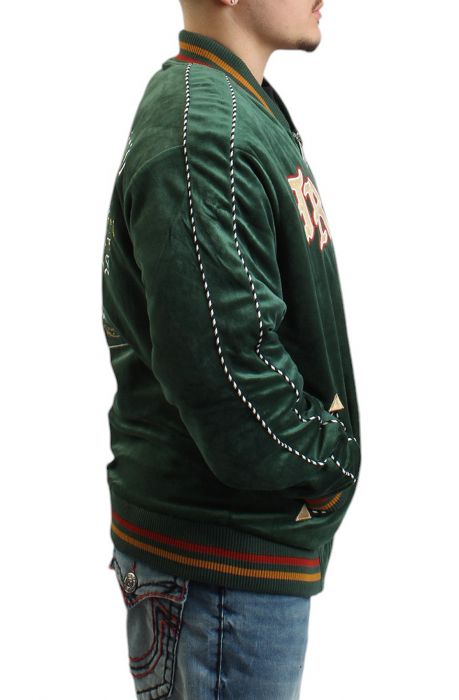 Western Velvet Bomber Jacket Dark Green