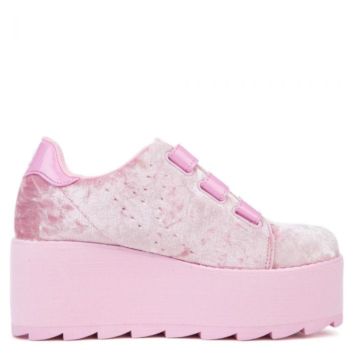 YRU LaLa Velcro Pink Velvet Platform Sneakers LALA VELCRO/ PINK VELVET ...