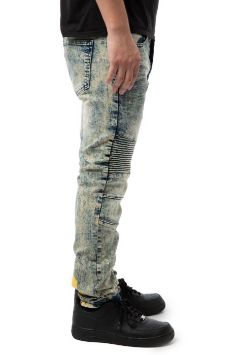 Caution Stripe Slim Jeans Blue