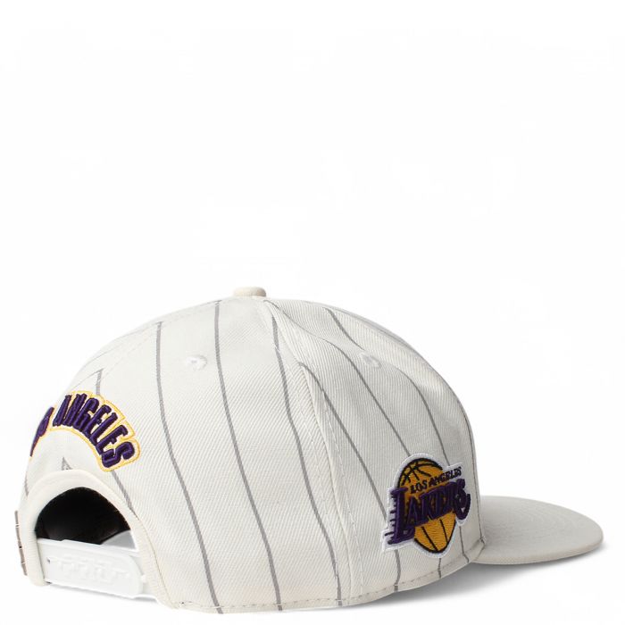 LA Lakers Pinstripe Snapback Eggshell