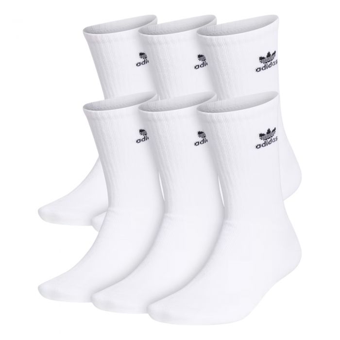 Trefoil Crew Socks 6 Pairs White/Black