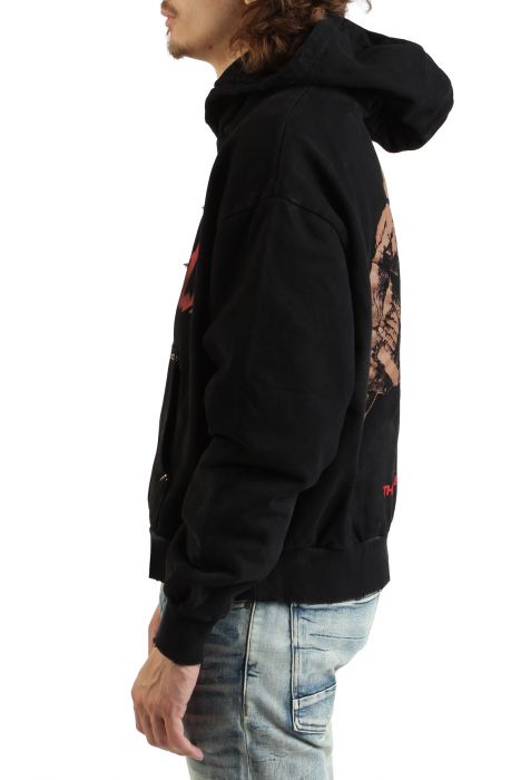 Pain is Gain Studded Hoodie Black