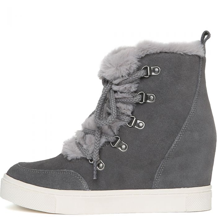 Lift Fur Casual Wedge Sneaker Grey