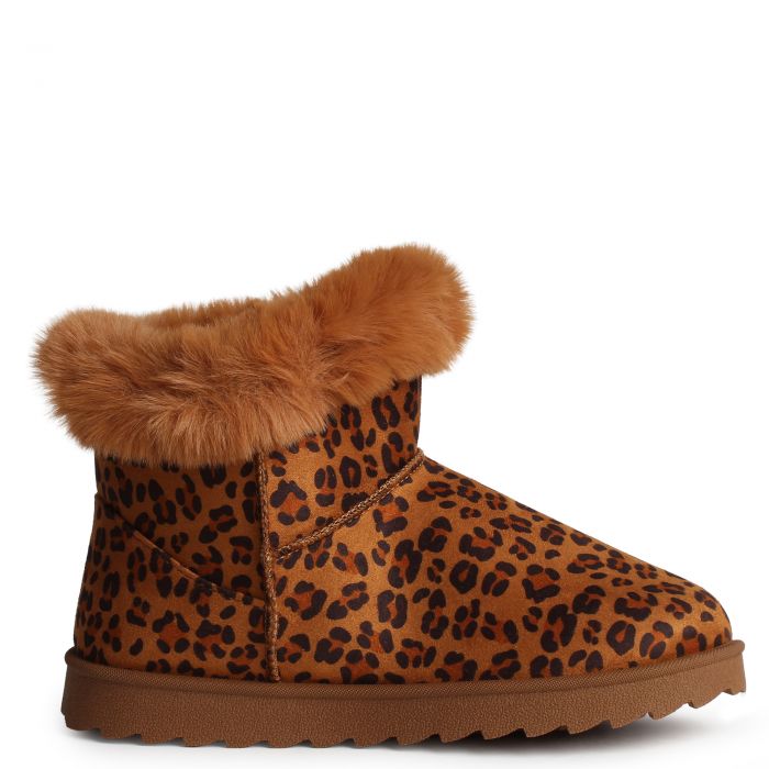 Melon-04 Ankle Fur Bootie  Leopard