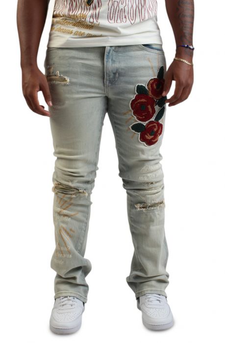 Seville Floral Stacked Jean Seville Blue