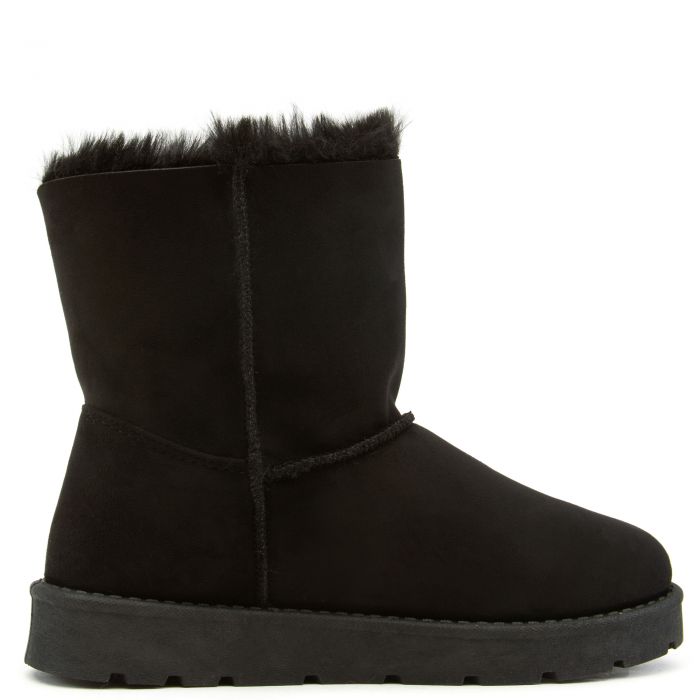 Frozen-23 Flat Fur Boots Black