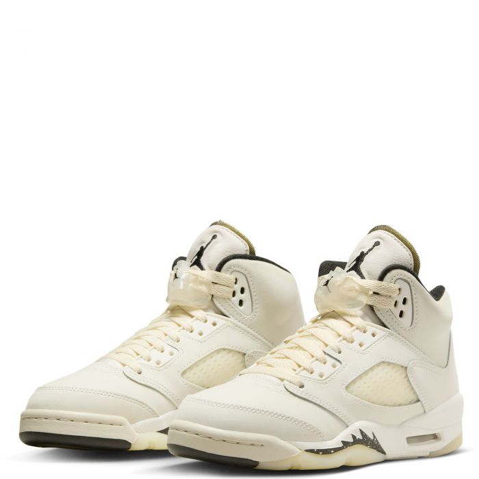 Grade School Air Jordan 5 Retro Sail/Black-Lt Orewood Brn-Coconut Milk