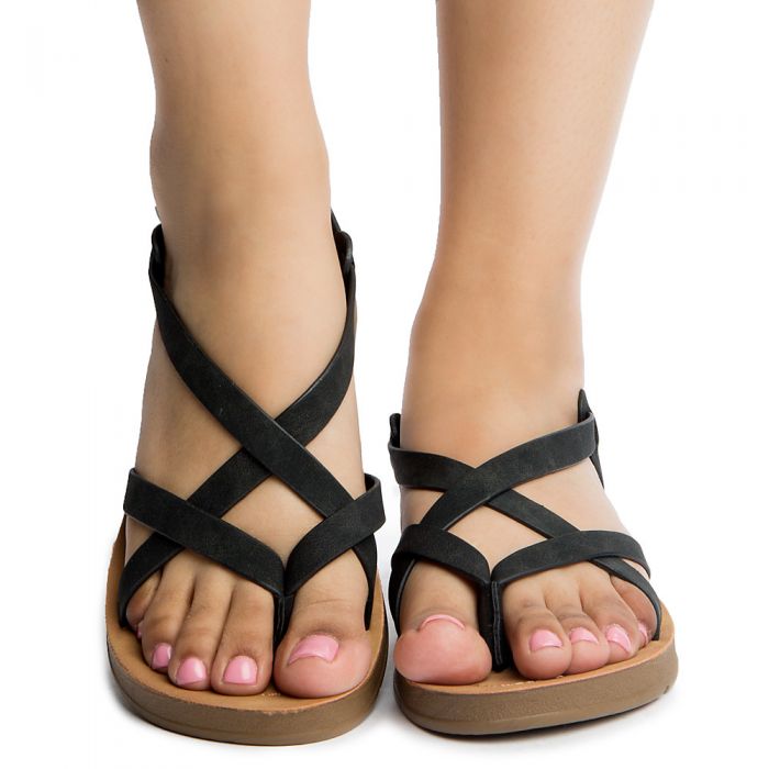 Women's Flat Sandals BLACK NB PU
