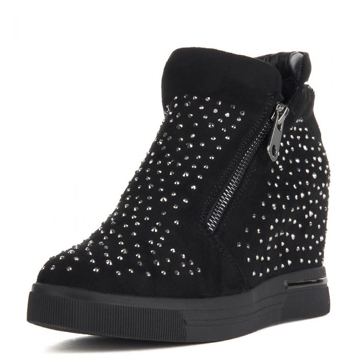 black wedge sneakers with spikes