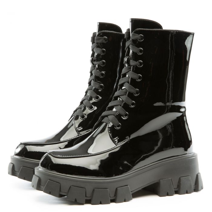 Excision Lace Up Pat Bootie Black