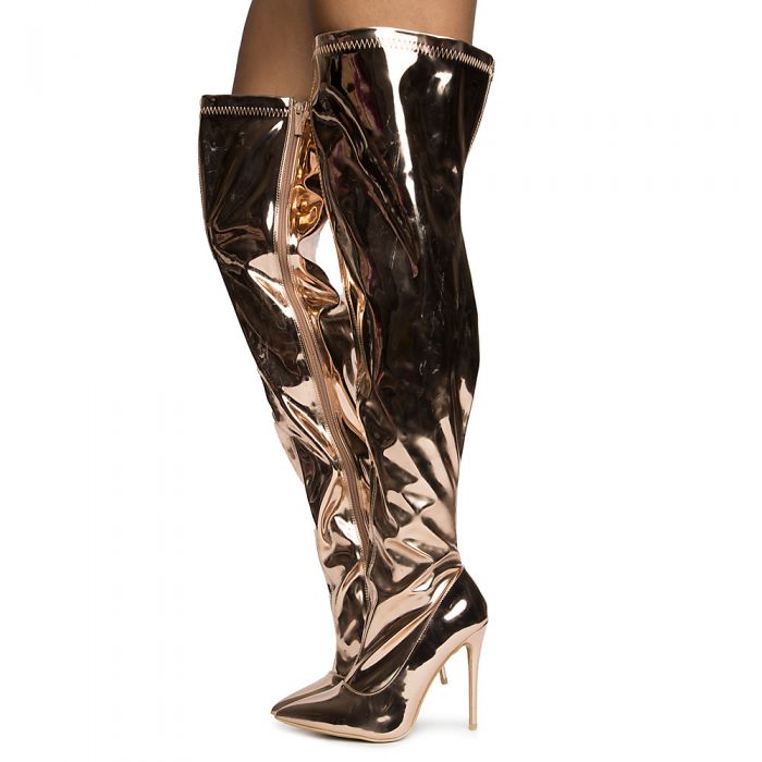 rose gold knee high boots