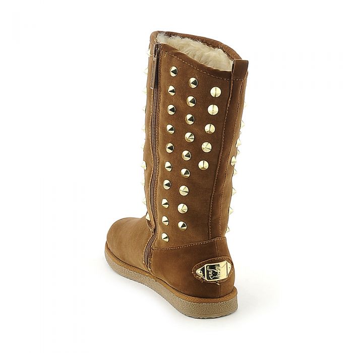 Flat Studded Boot Urban Studs Tan Tan