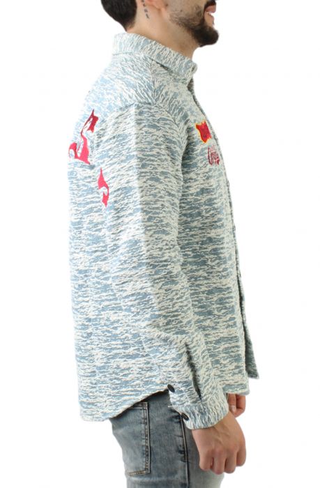 ROX Mixed Jacquard Denim Shirt  Indigo