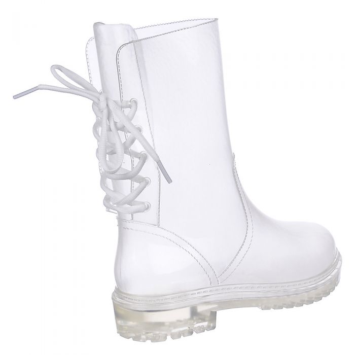 Women's Low Heel Combat Boot Danny 01 White