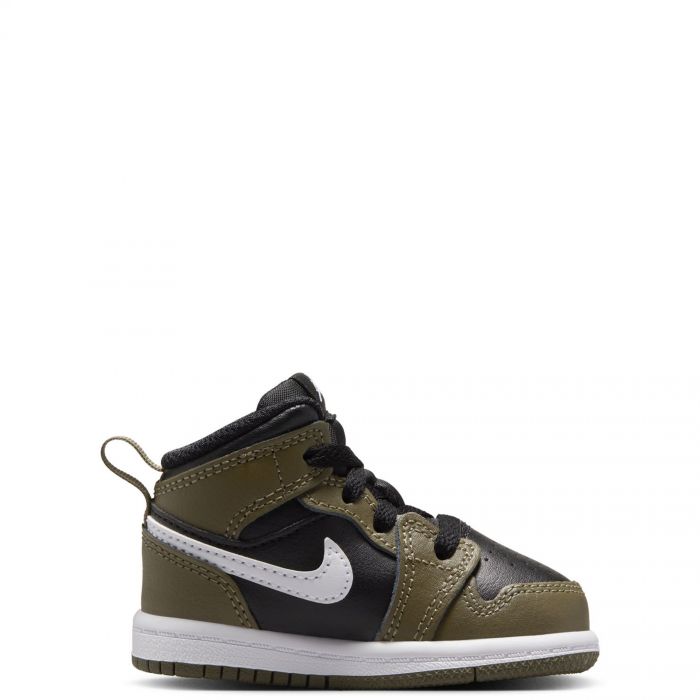 Toddler Jordan 1 Mid Black/White-Medium Olive