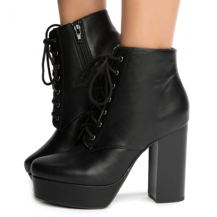 SHIEKH Erica-S Lace Up Booties FD ERICA-S-BLKHS - Shiekh