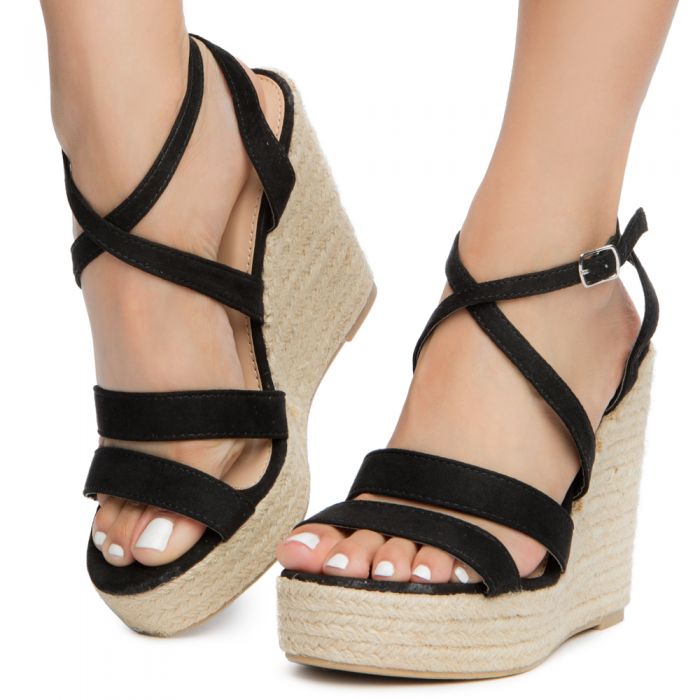 black summer wedges heels