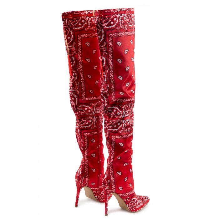 Bad Girl High Heel Boots Red Bandana