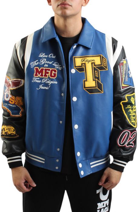 PATCH EMBROIDERY VARSITY JACKET blue / black