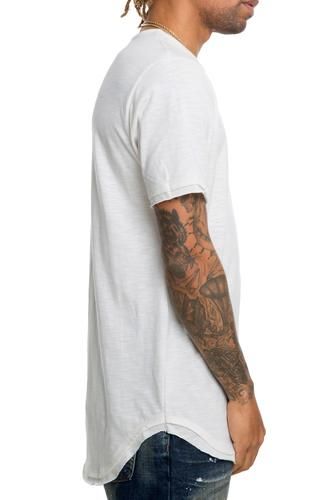 The Raw Lings Raw Edge Scoop Hem Tee in Creme Creme