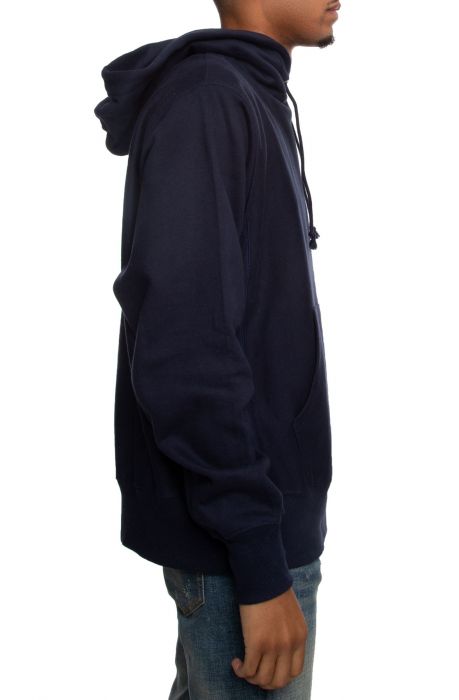 Reverse Weave Pull Over Hoodie Navy