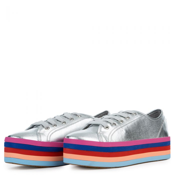 Steve Madden Rainbow 751 Silver Platform Sneaker Silver
