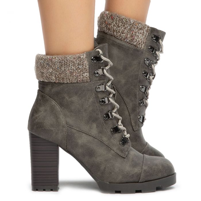 Pilate-11 Lace-Up Booties Grey