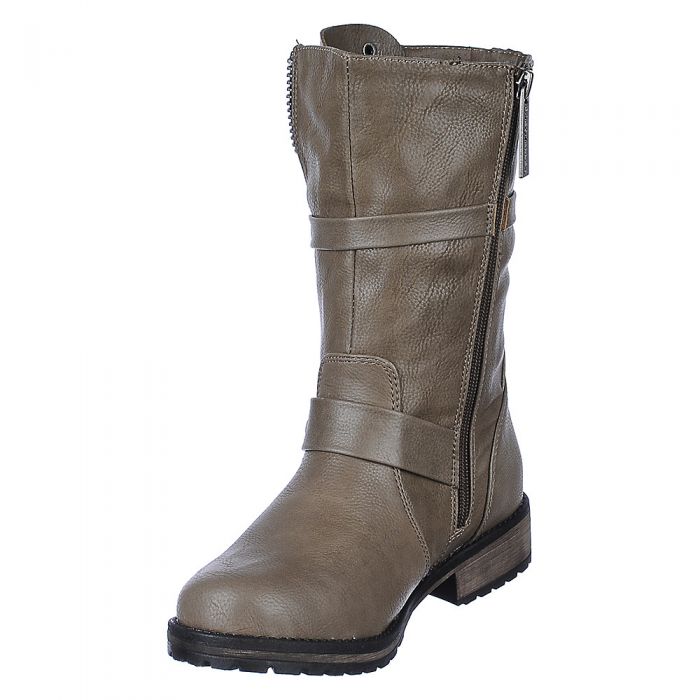 Jeweled Mid-Calf Boot Rocker 17 TAUPE