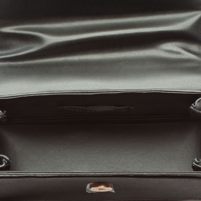 Metal Buckle Faux Leather Crossbody Bag Black