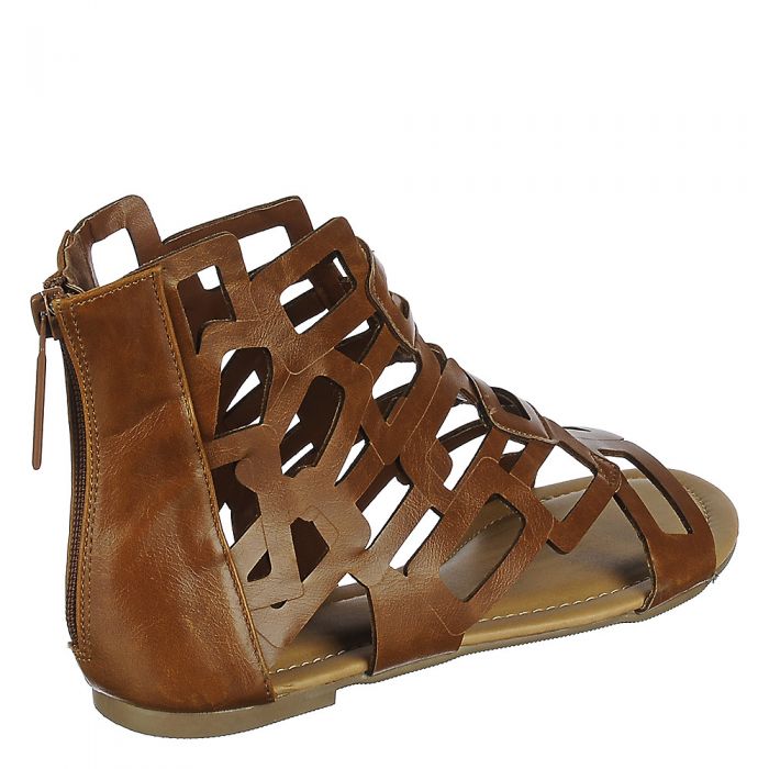 cognac sandals flat