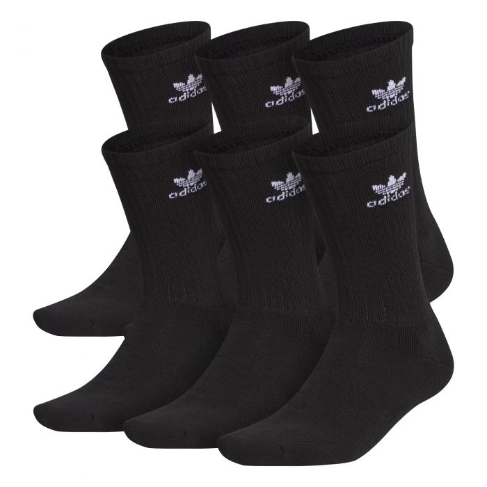 Trefoil Crew Socks 6 Pairs Black, White
