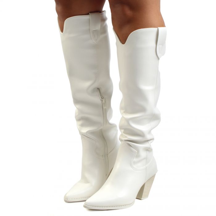 Mondee-1 Straight Cut Cowboy Boot White