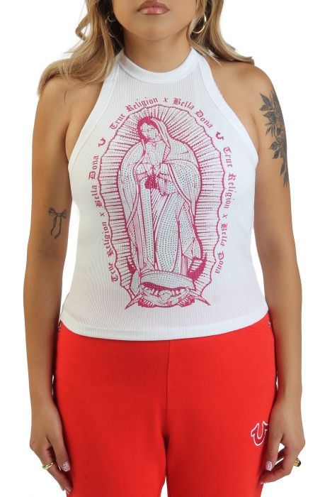 True Religion X Bella Dona Crystal Halter Top White