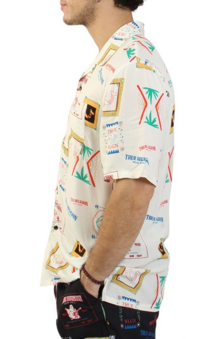 Resort Print Camp Collar Shirt  White