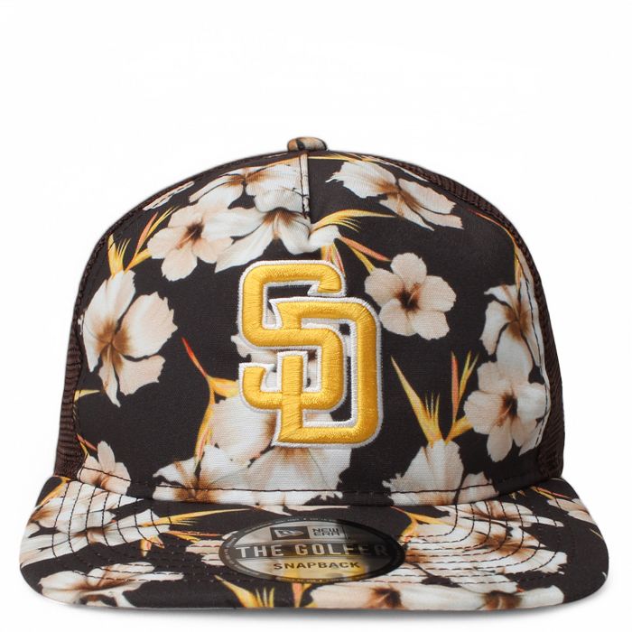MLB San Diego Padres Tropic Floral Golfer Lightly Structured Snapback Hat Brn/W