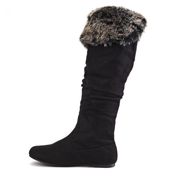 SHIEKH Women's Kalisa-110 Knee-High Fur Boot KALISA-110/BLACK - Shiekh