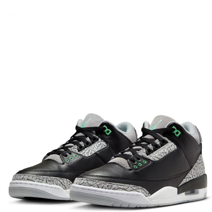 Air Jordan 3 Retro Black/Green Glow-Wolf Grey-White
