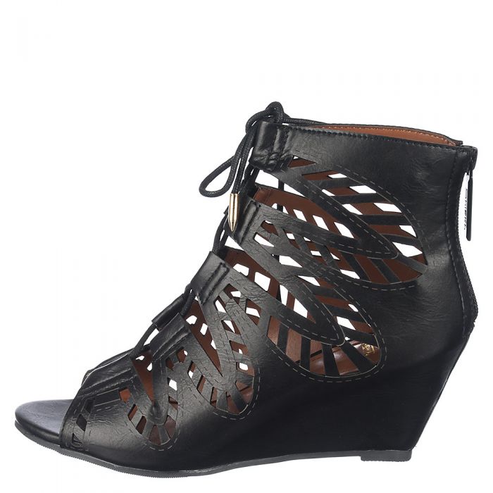 POSH Couture Lace-Up Wedge Sandal COUTURE/BLACK - Shiekh