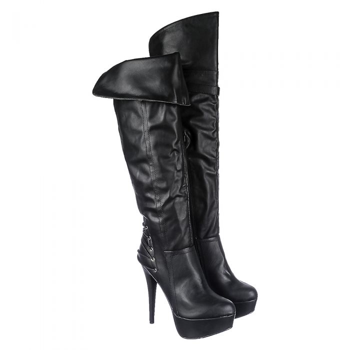 Women's Knee-High Boot Realove-25 Black PU