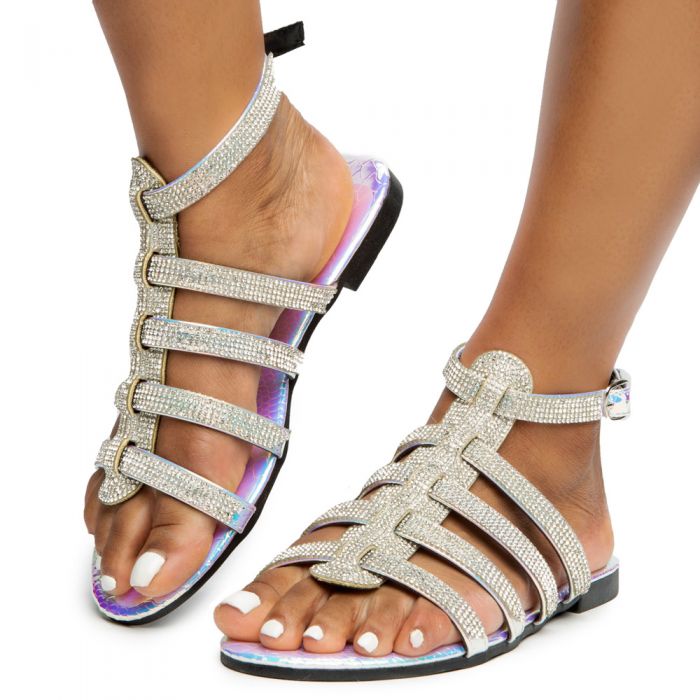 CAPE ROBBIN Titus Straps with Rhinestones Sandals TITUSHOLO Shiekh